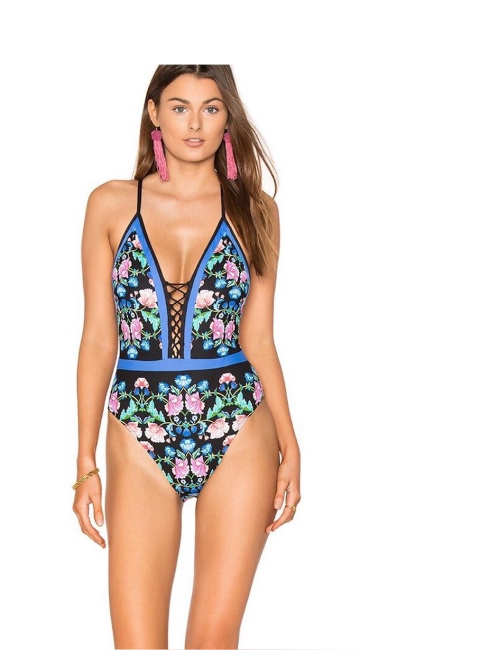 Nanette Lepore Damask Floral Goddess One-Piece Swimsuit